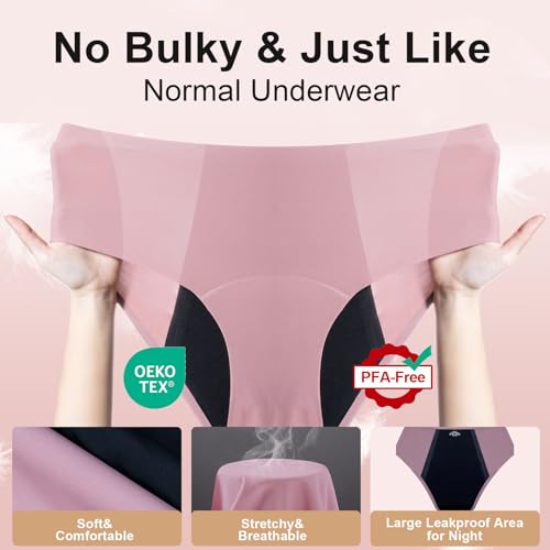 ToVii Leakproof Period Underwear for Women Heavy Flow Seamless Period Panties High Absorbent Menstrual Underwear 5 pack3