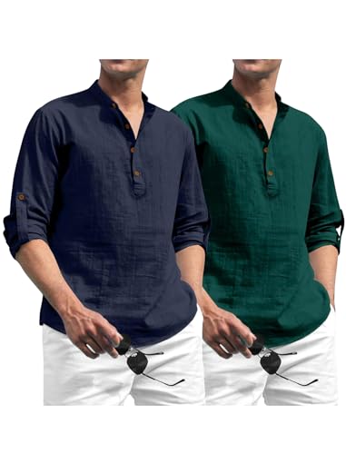 Image of Zombom Men's Kurta || Chinese Collar Long Sleeves || Straight Hip Length Kurtas || Short Kurta for Men || for Festival || Function || Occasion Wear Fancy Kurta for || Best Gifts for Men