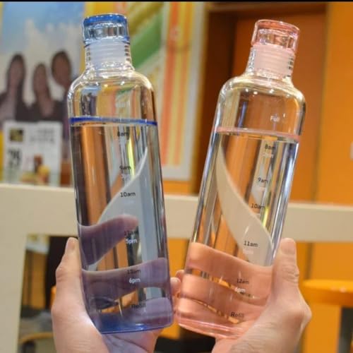 Image of Glass Borosilicate Water Bottle With Cap 500 ML Leak Proof & Airtight Lid with Time Marker Water Bottle For Home,Office,School, College, Gym, Daily Uses (Multi color Set of 6)