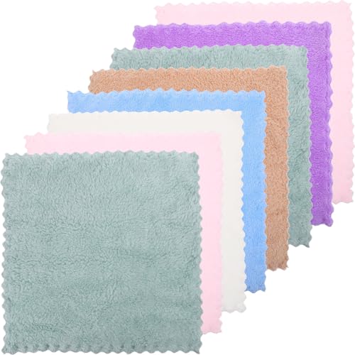 JOINPAYA Pack de 8 Toallas Pequeñas Cuadradas de Microfibra Suave y Absorbente para Baño y Cocina, Multifuncionales de Fibra de Poliéster Color Aleatorio