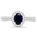 Imagen de Dazzlingrock Collection Anillo de compromiso de oro de 10 quilates con zafiro azul de corte ovalado y diamante blanco de corte redondo
