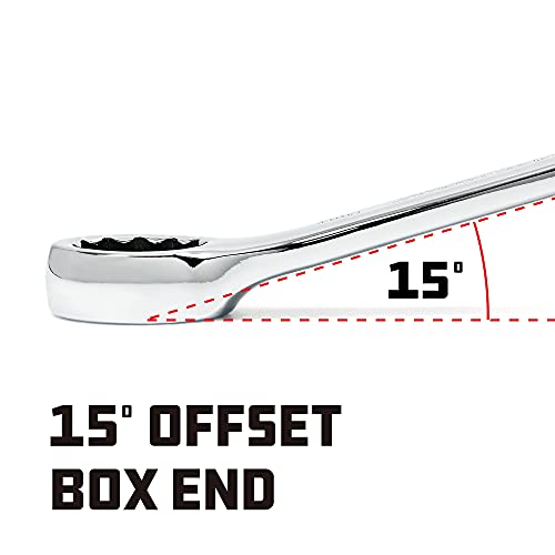 Image of Powerbuilt 16mm Combination Wrench, Metric 12 Point Double Ended Box and Open End, 15 Degree Offset - 644120