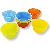 Silicone Cupcake Liners - 12-Pack Reusable Assorted Baking Cups 4-inches