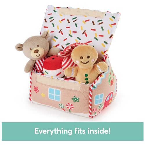 Image of GUND Baby Play Soft Collection, My First Gingerbread House 5-Piece Playset with Rattle, Squeaker and Crinkle Plush Toys, Sensory Toy for Babies, 7.5 inch