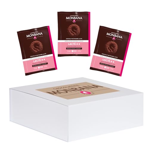 MONBANA | 100 sachets de chocolat LACTÉ 4* | Doses individuelles de 30 g de chocolat en poudre à déguster tout au long de la journée