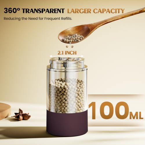 Image of Electric Salt and Pepper Grinder Set Automatic Battery Pepper Mill Shakers Adjustable Coarseness Upgraded Larger Capacity with Led Home and Kitchen Appliances(Burgundy)