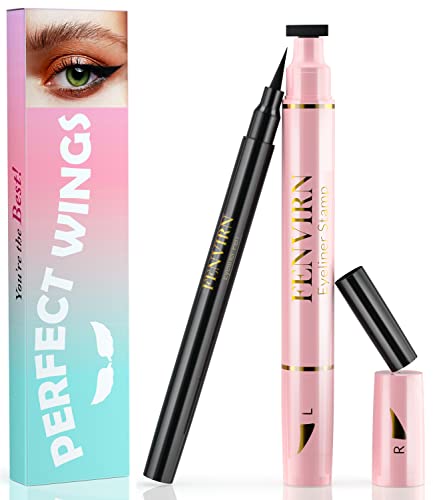 FENVIRN Eyeliner Stamp - 2 Count Winged Eyeliner Stamp, Cat Eye Stamp Eyeliner, Long Lasting liquid Eyeliner, Smudgeproof & Waterproof, Vegan & Cruelty, Black