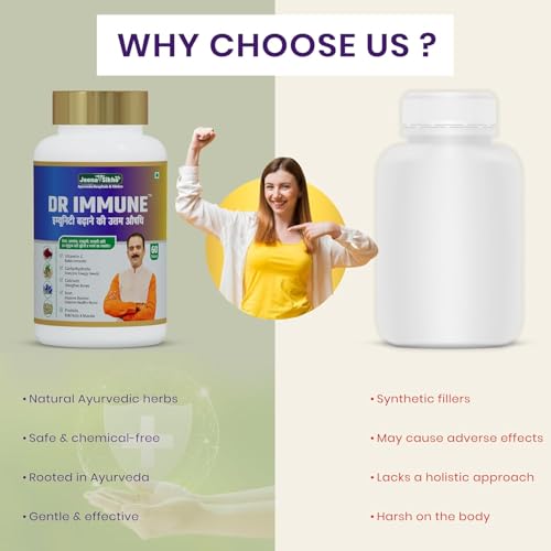 Image of Jeena Sikho Dr. Immune | Ayurvedic Immunity Booster | With Ashwagandha, Shatavari, Kesar, Giloy | For Vigour and Vitality | 20 Powerful Herbs | Supports Strength, Stamina, Vitality and Overall Wellness, 60 Tablets