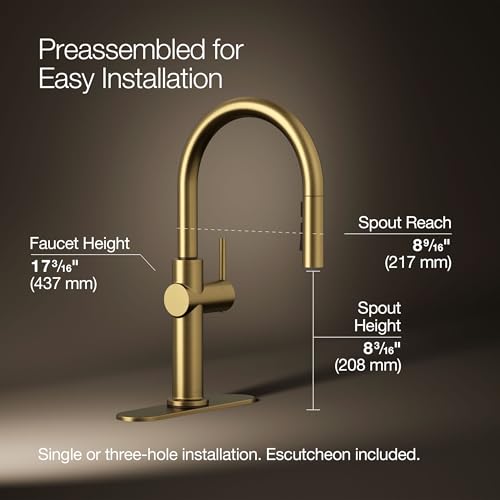 KOHLER 22972-2MB Crue Pull Down Kitchen Faucet, Pull-Down Sprayer, Vibrant Brushed Moderne Brass by Kohler - Image 3