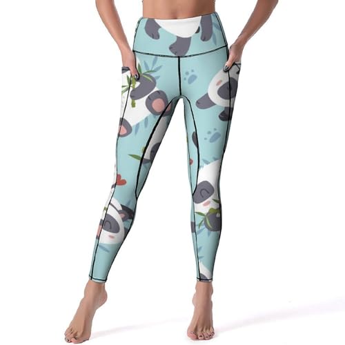 Pantalon de sport yoga panda legging fitness taille haute gym jogging pour femme