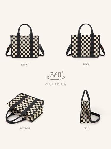 Image of hibear Checkered Hobo Bag for Women City Tote Handbag Trendy Slouchy Crossbody Bag Canvas Vintage Shoulder Bag 2026 New