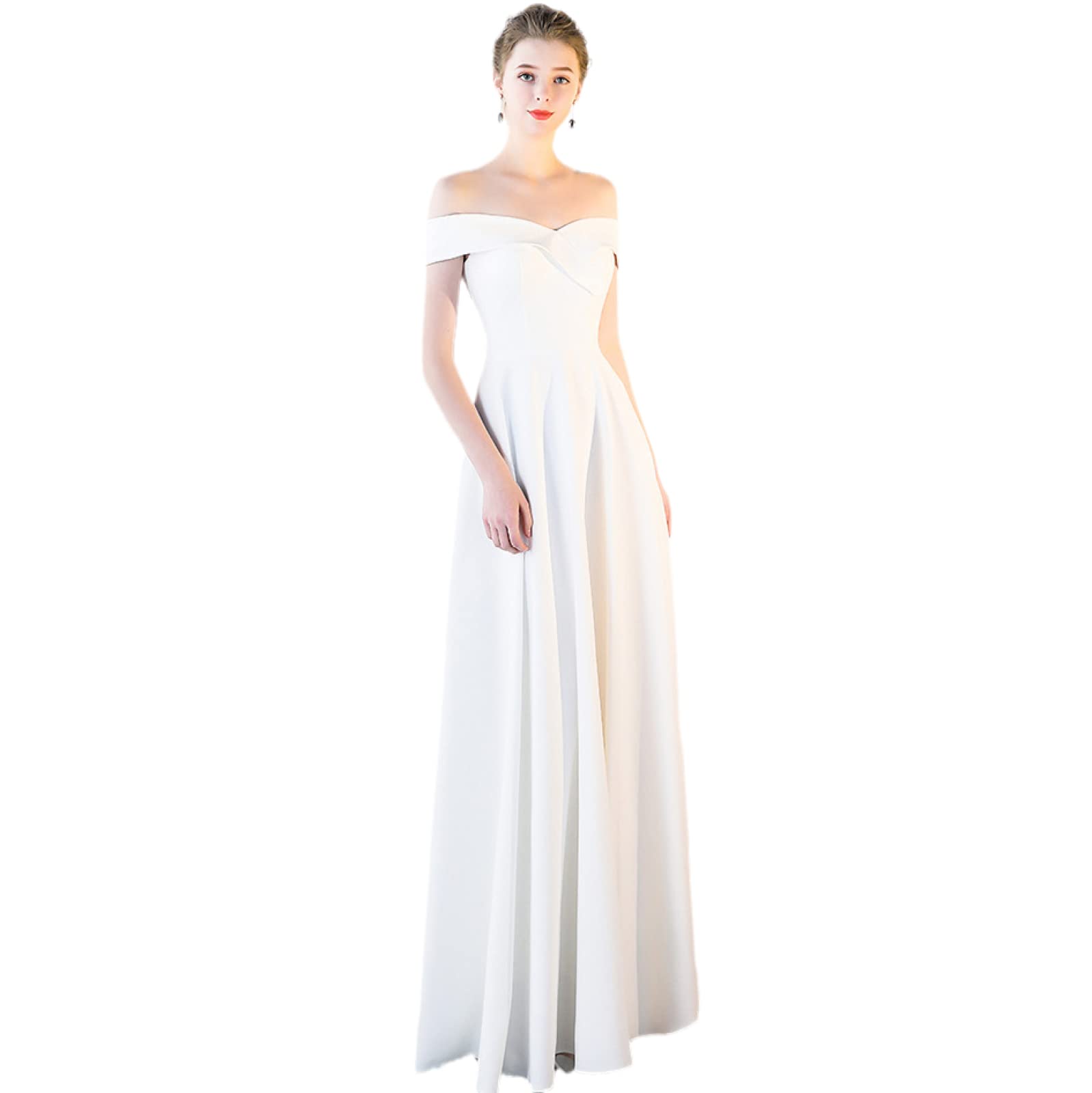 OFFSUM Sommer Damen Kleid - Mode Elegante Hochzeitsabendkleider Formale Lange Brautjungfer Chiffon A-Linie Schlankes Kleid Einfarbig Streetwear Kleidung