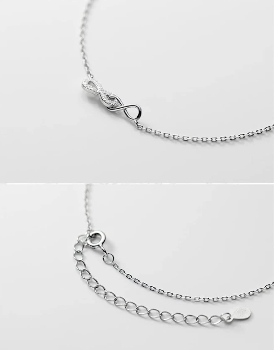 Pulsera de pie, Cadenas for el Tobillo, Fiesta de Verano Plata de Ley 925 Amor Infinito Cadena Exquisita Señora Tobillera for Mujer Pulsera de pie Pies Joyería Nuevo