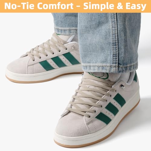 Image of Stepace 2 Pairs Elastic No Tie Shoe Laces for Kids and Adults Sneakers, Stretch Flat Tieless Shoestrings