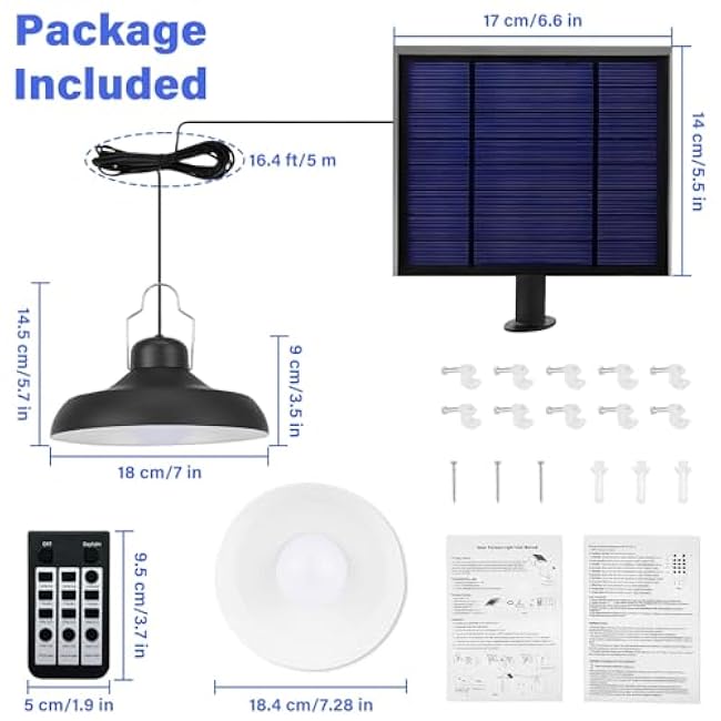 Solar Pendant Light Solar Shed Light 3000K 4500K 6500K