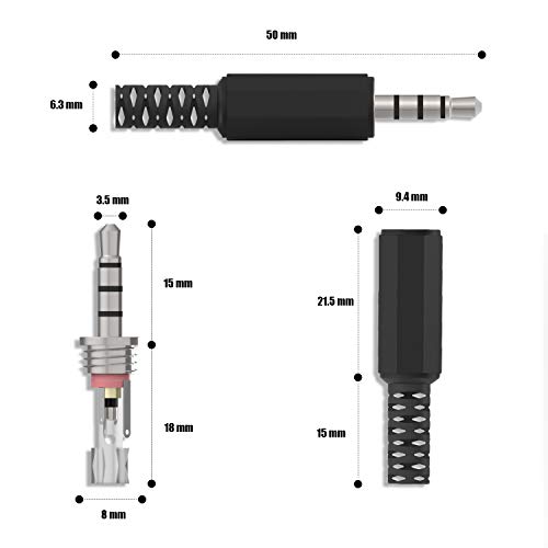 Conector de audio Auxiliar 3.5mm macho 4 polos 4 unidades miniatura 5
