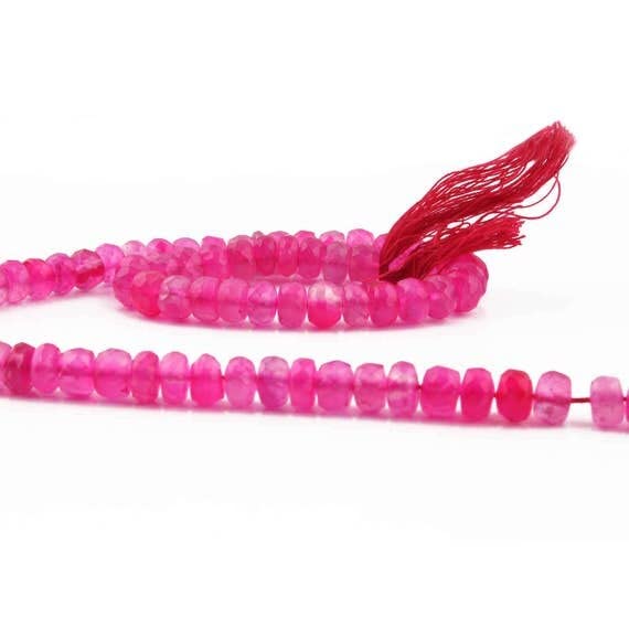 Pink chalcedony beads perles de calcédoine rose facettées 6mm 7mm pour bijoux