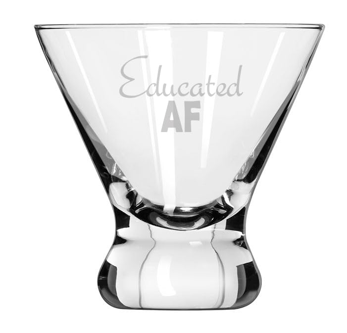 MIP 8 oz Stemless Martini Cocktail Glass Cosmopolitan Margarita Educated AF Funny Student Graduate Graduation