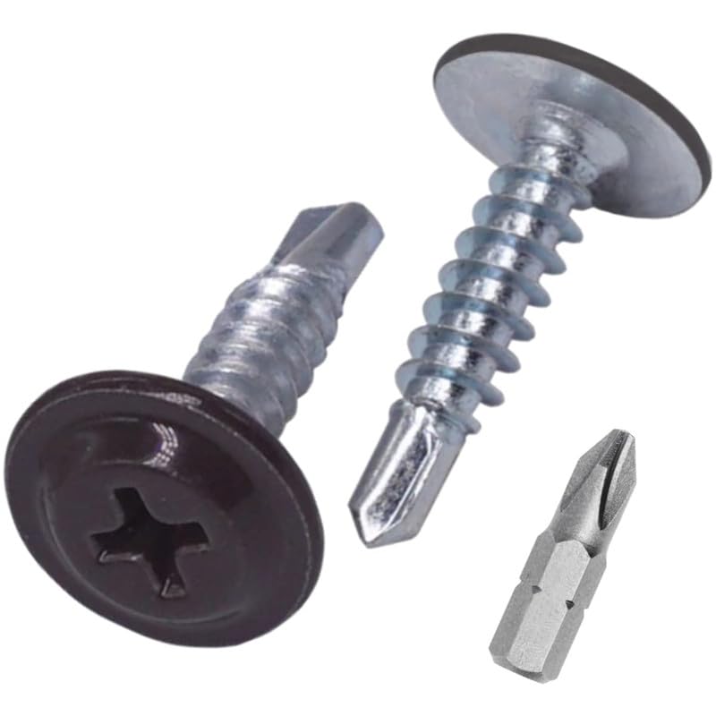 (Pack of 400) Painted 1-21/32" x 5/8" (4.2 x 16 mm) Self Drilling Screws, Phillips Modified Truss Head, Tapping Screw, Flat Head, Pure White RAL 9010