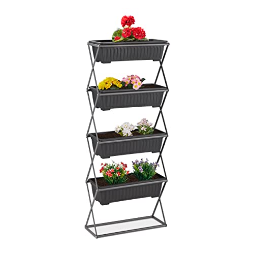 Relaxdays Vertikalbeet, Hochbeet mit 4 Pflanzkästen, HBT: 126 x 51 x 21 cm...