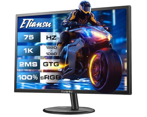 ETiansu 22Inch HD(1920x1080) Computer Monitor,75Hz IPS,AMD FreeSync 99% sRGB,90% DCI-P3,HDMI2.0,VGA,VESA,Hdmi Monitor for Games and Office