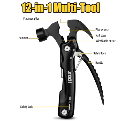 ZOOI Gifts for Men, Valentines Gifts for Him, Dad Gifts for Him, Mens Valentines Gifts Gadgets Presents for Mens, 12 in 1 Hammer Multi Tool, Camping Accessories