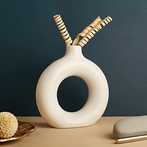 Image of White Donut Ceramic Vase 8 inches