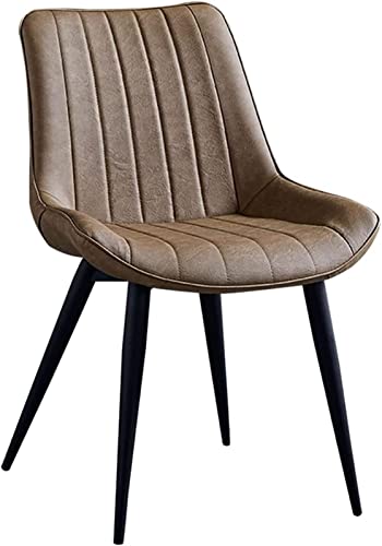 SJIALEN Modern Dining Chair, Upholstered Faux Leather Seat Retro Kitchen Accent Chair with Metal Legs Home Restaurants Lounge Chair Kitchen Chair (Color : Camel, Size : 46x53x83cm)