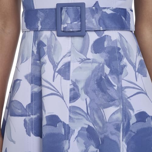 Image of Calvin Klein Women's Sleeveless V-Neck Belted A-Line Midi Dress