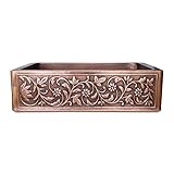 Vine Design Copper Undermount Kitchen Sink - Single Bowl 16-Gauge - Perfect For Home, Hotel,...