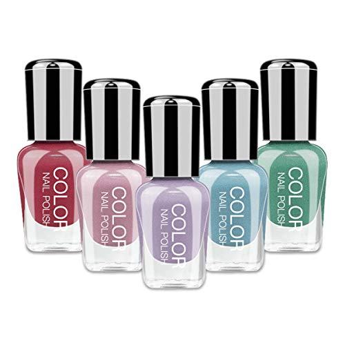 Abitzon 2019 New Non Toxic Nail Polish Set Easy Peel Off & Quick Dry Organic Water Based Eco Friendly Nail Polish (5 Bottles)