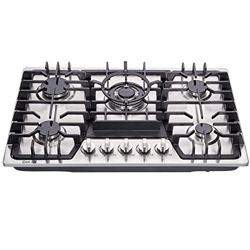 Delikit 30 inch Gas Cooktops Dual Fuel Sealed 5 Burners Gas Cooktop