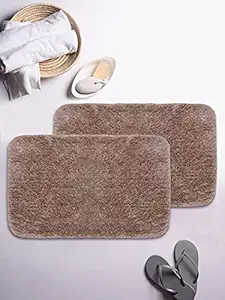 Bianca Thick Ultra Soft Anti Slip Bath Mat (Hygro Tech) -2pc Medium (Plush) Solid-Mocha/Grey