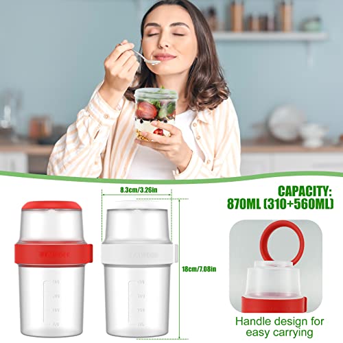 2 Pack 30 oz Breakfast On the Go Cups, Take and Go Yogurt Cup, Overnight Oats or Oatmeal Container Jar, Yogurt Parfait Cups, Jars for Smoothies Snack Prep - Image 3
