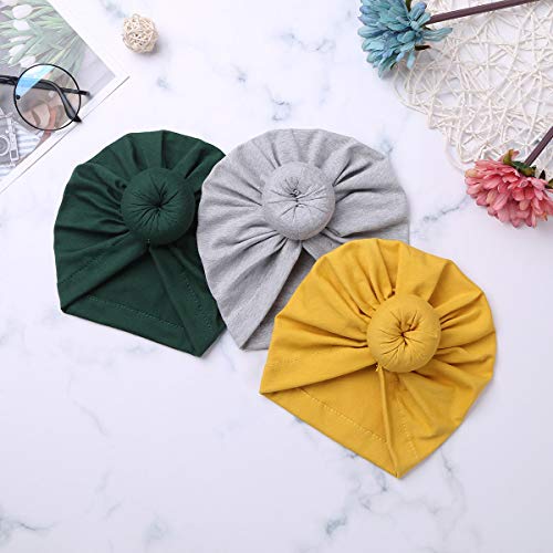 Image of YiZYiF Newborn Baby Turban Soft Rabbit Ears Hospital Hat 3Pack