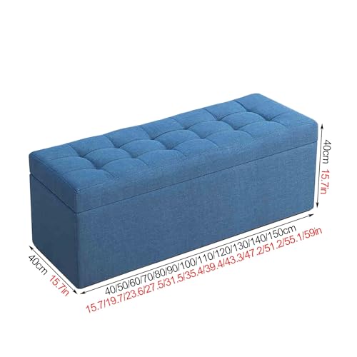 Banc ottoman de rangement orange 80cm pour bout de lit et salon