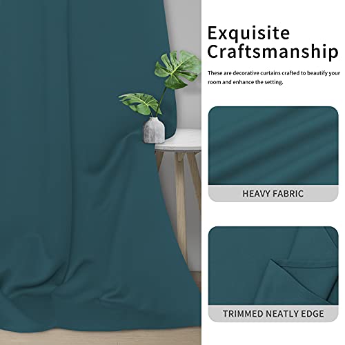 Image of Easy-Going Blackout Curtains for Bedroom, Solid Thermal Insulated Grommet and Noise Reduction Window Drapes, Room Darkening Curtains for Living Room, 2 Panels(42x63 in, Peacock Blue)