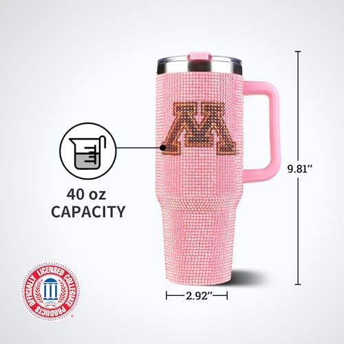 Image of The Memory Company Officially Licensed 40oz Pink Bling Game Day Tumbler, University of Minnesota