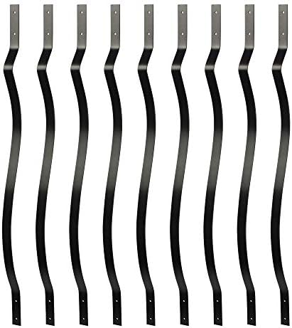Myard 32-1/4 Inch Iron Deck Balusters, Baroque Wrought Style, Matte Black