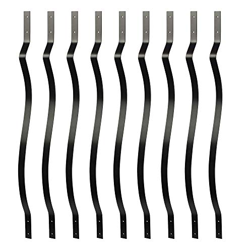 Myard 32-1/4 Inch Iron Deck Balusters, Baroque Wrought Style, Matte Black