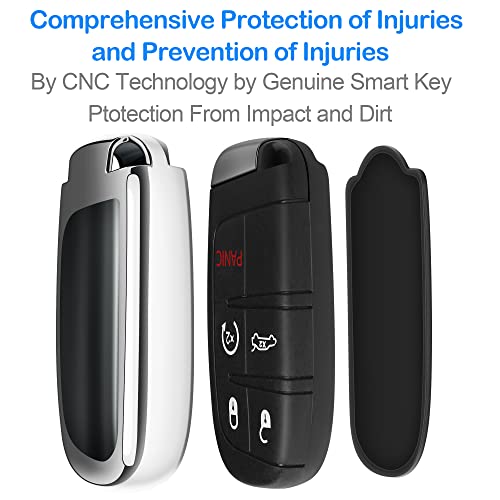 Glossy Metallic Black Smart Key Fob Shell Cover For Jeep Dodge Chrysler – Exact Fit