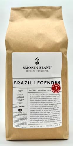 5-Pound (Pack of 1) Brazil Legender, Unroasted Green Coffee Beans, Fresh Current Crop Specialty Grade, For Home Coffee Roasters