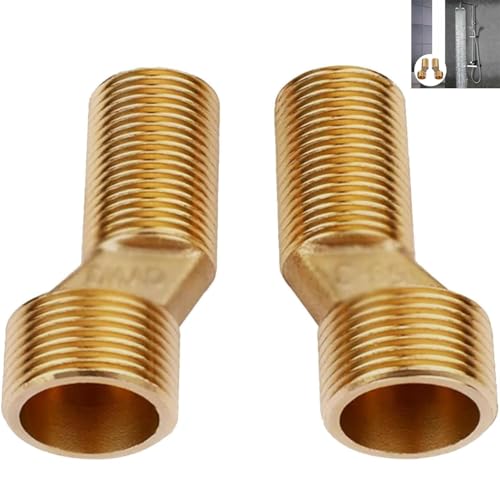Alriedy S-Anschlussadapter G1/2 auf G3/4 (135-165mm) - Massivmessing Schwenkarm-Set 2er Pack für Badewannen-Armaturen, Klauenfuß-Duschen & Wandanschlüsse