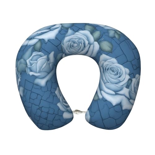 Almohada cuello en forma de U espuma viscoelástica azul miniatura 1