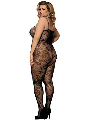 Lovelybobo 2 Pack Plus Size Womens Lingerie Bodysuits Fishnet Bodystockings Black #TOP3