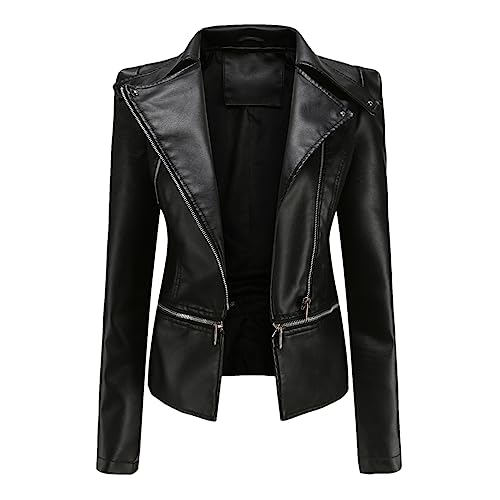 Veste de moto en cuir synthétique femme, idéale pour vos sorties décontractées