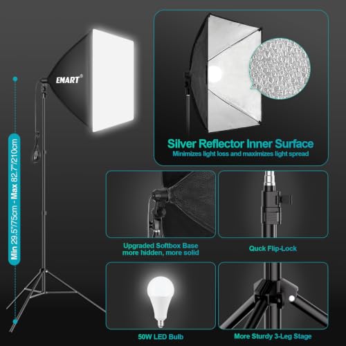 Image of EMART Photography Lighting Kit with 10x10Ft Heavy Duty Backdrop Stand Kits