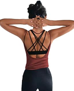 OYANUS Womens Summer Workout Tops Sexy Backless Yoga Shirts Loose Open Back Running Sports Tank Tops Cute Muscle Tank Sleeveless Gym Fitness Quick Dry Activewear Clothes for Juniors Burgundy S