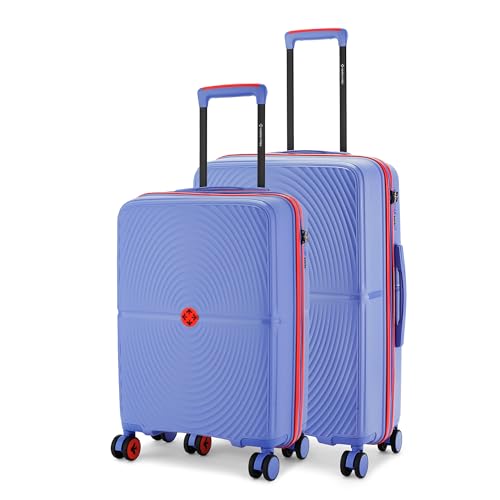 Image of Nasher Miles Bali Hard-Sided Polypropylene Luggage Set of 2 | 55cm & 65cm | 8 Wheels Small & Medium Trolley Bag for Travel | Suitcase (Navy Blue)