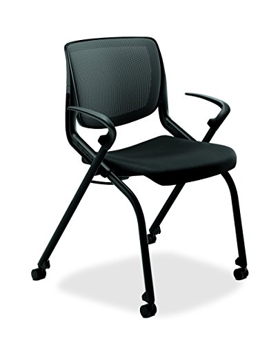Hon The Company Motivate Guest Fixed Arms, Nesting Stacking Chair, (Hmn2) Office Chiar, Onyx Shell, Centurion Black #TOP24